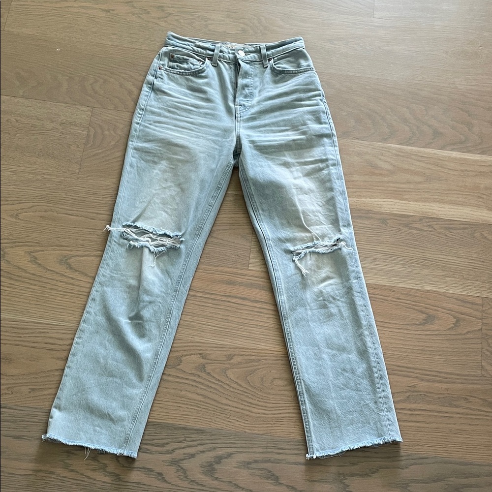 GRLFRND The Cassidy mid rise straight leg jeans light wash
